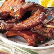 Grilled Ribs with Cherry Cola Barbecue Sauce